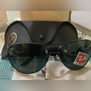Ray-Ban Black and Green Sunglasses